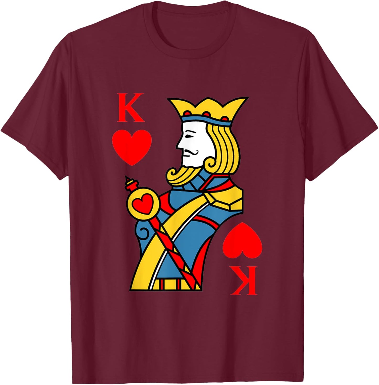 King of Hearts Playing Card Costume Halloween Deck of Cards T-Shirt - T-Shirt | Maroon