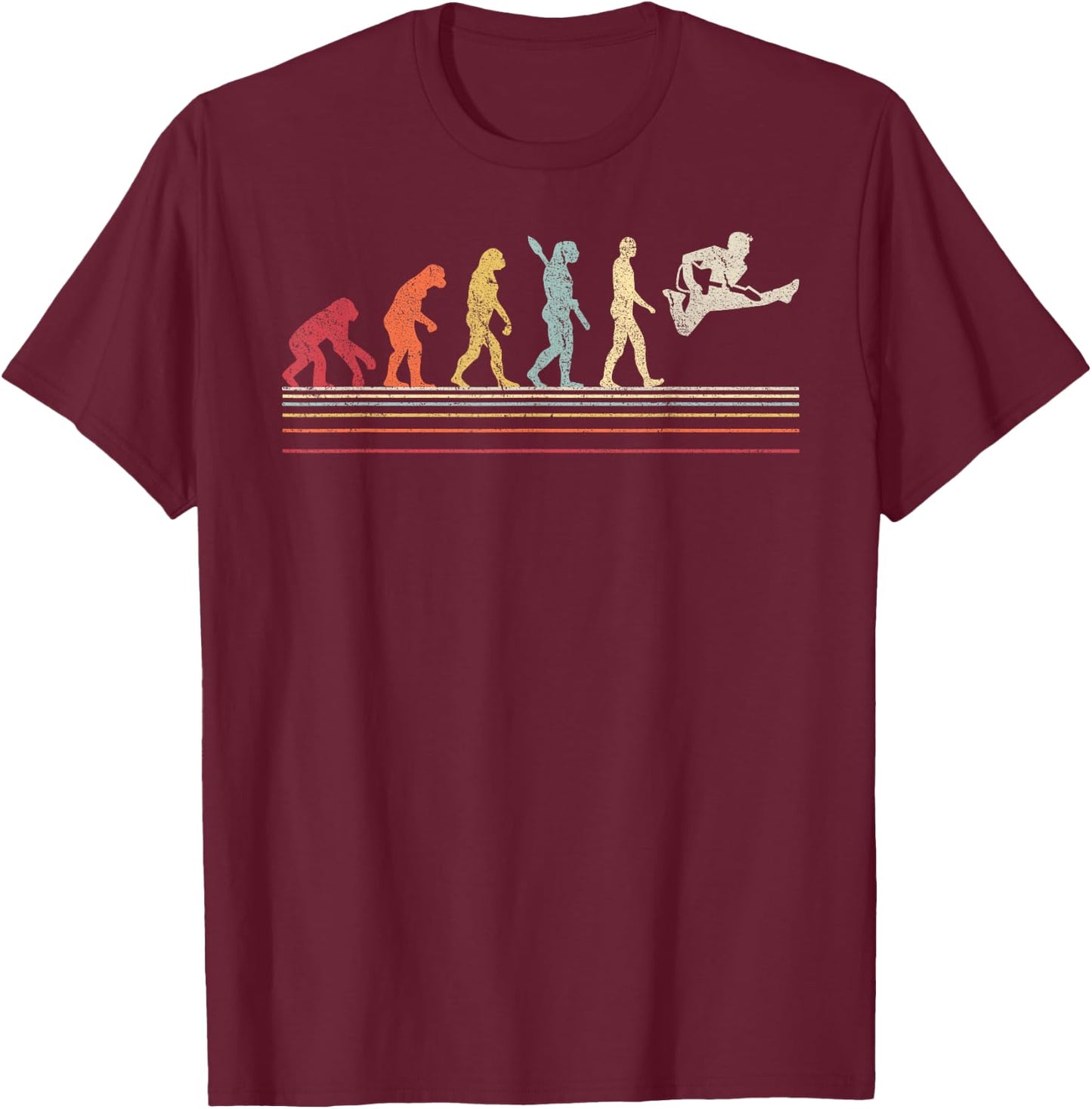 Funny Guitar T Shirt. Retro Vintage Evolution Of Man Shirt T-Shirt - T-Shirt | Maroon