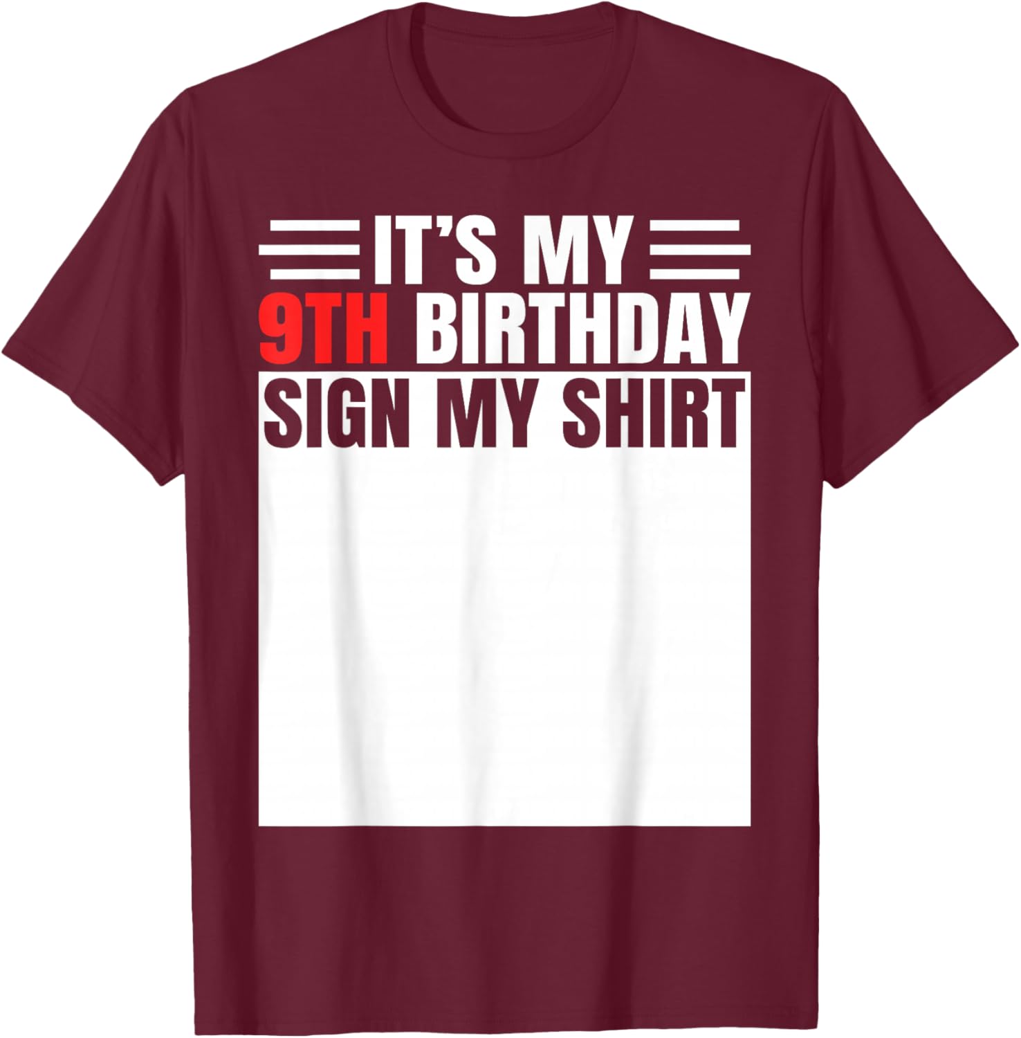 It's My 9th Birthday Funny 9 Year Old Bday Boys Girls T-Shirt - T-Shirt | Maroon