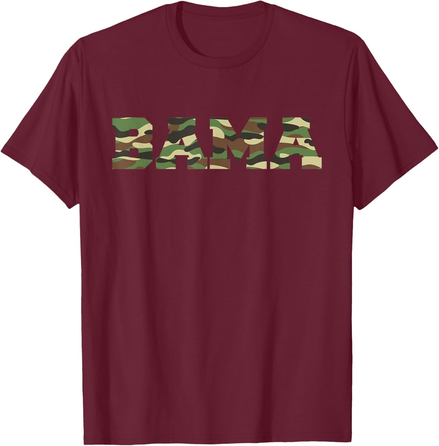 ALABAMA Pride Bold Green Camouflage College Sports Font T-Shirt - T-Shirt | Maroon