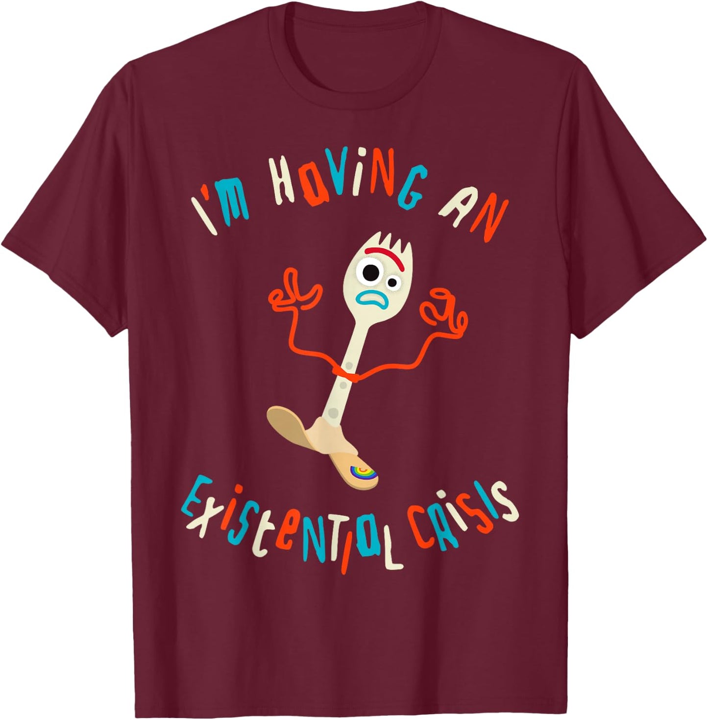 Disney Pixar Toy Story 4 Forky Existential Crisis T-Shirt - T-Shirt | Maroon