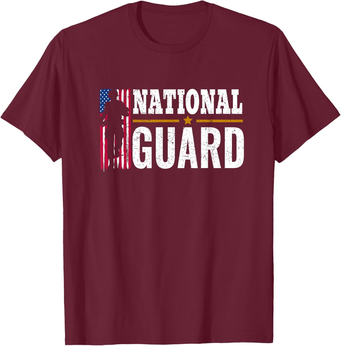 National Guard American Flag Proud T-Shirt - T-Shirt | Maroon