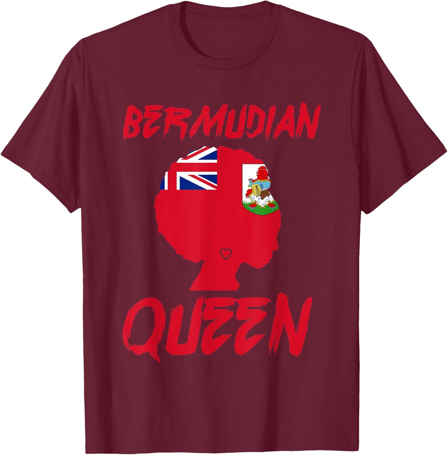 Bermudian Queen Bermuda Flag Afro Pride Proud Culture Pride T-Shirt - T-Shirt | Maroon