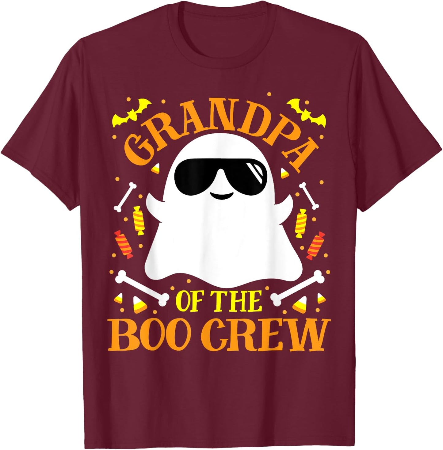 Grandpa Boo Crew Ghost Matching Family Set Dad Halloween T-Shirt - T-Shirt | Maroon