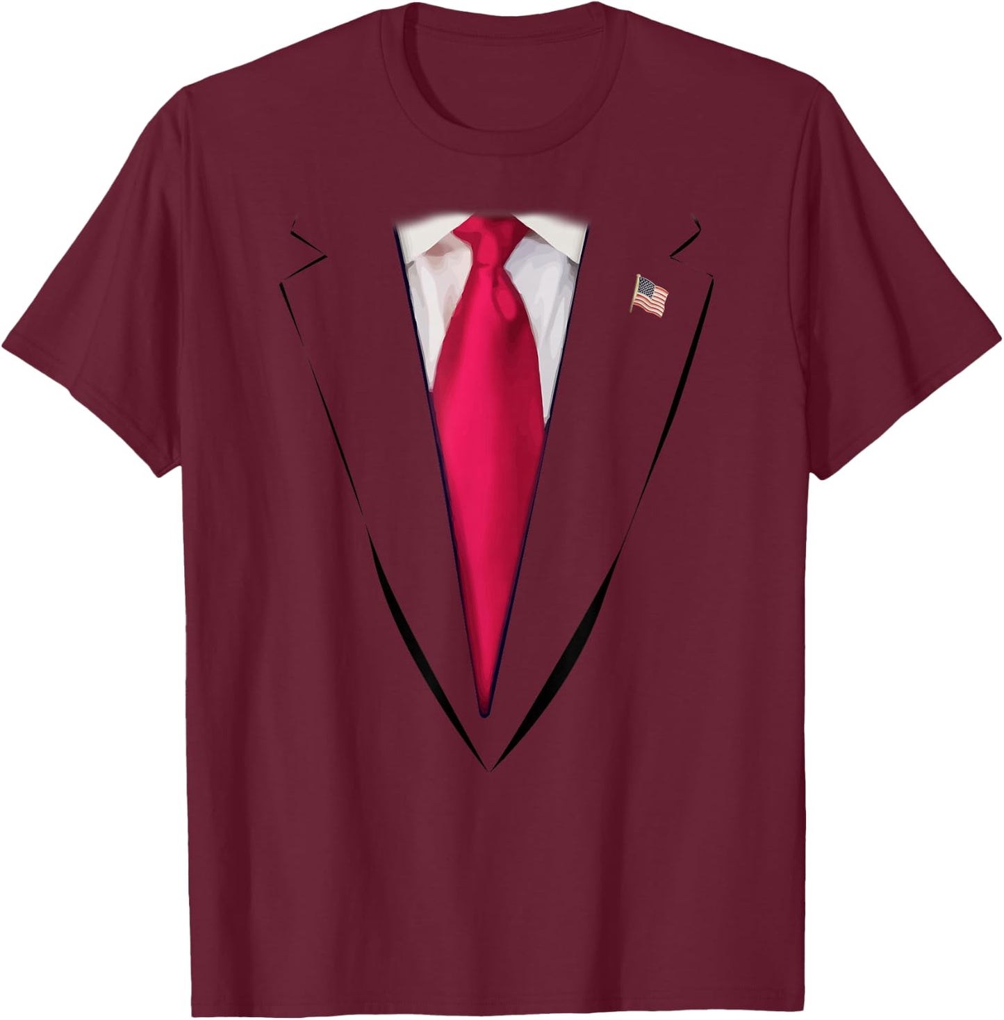 USA President Trump Suit Easy Halloween Costume T-Shirt - T-Shirt | Maroon