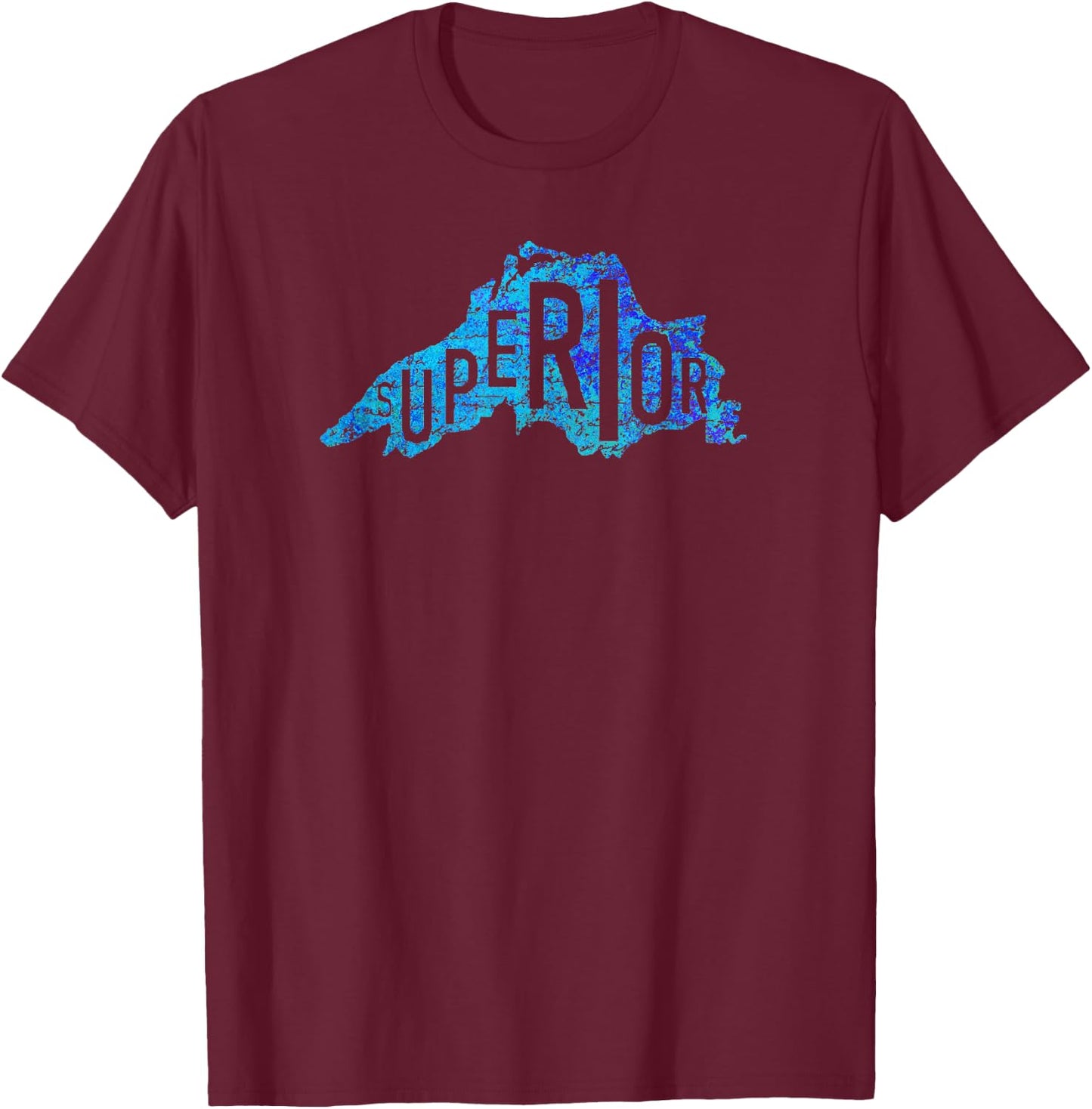 Distressed Great Lakes Lake Superior T-Shirt - T-Shirt | Maroon