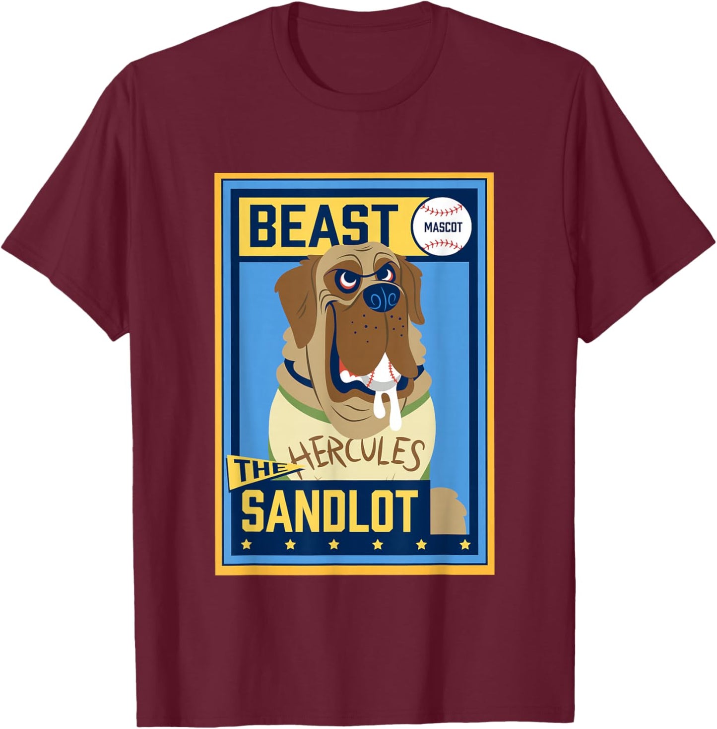 The Sandlot Hercules The Beast Retro Baseball T-Shirt - T-Shirt | Maroon