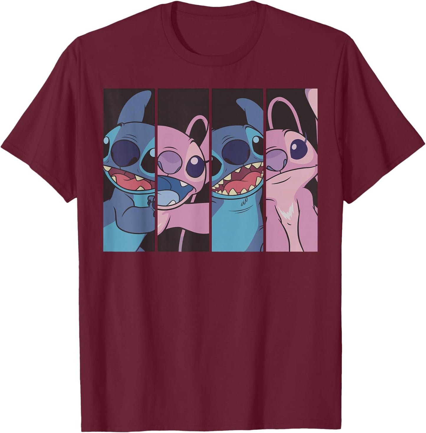 Lilo & Stitch - Boxed Faces T-Shirt - T-Shirt | Maroon