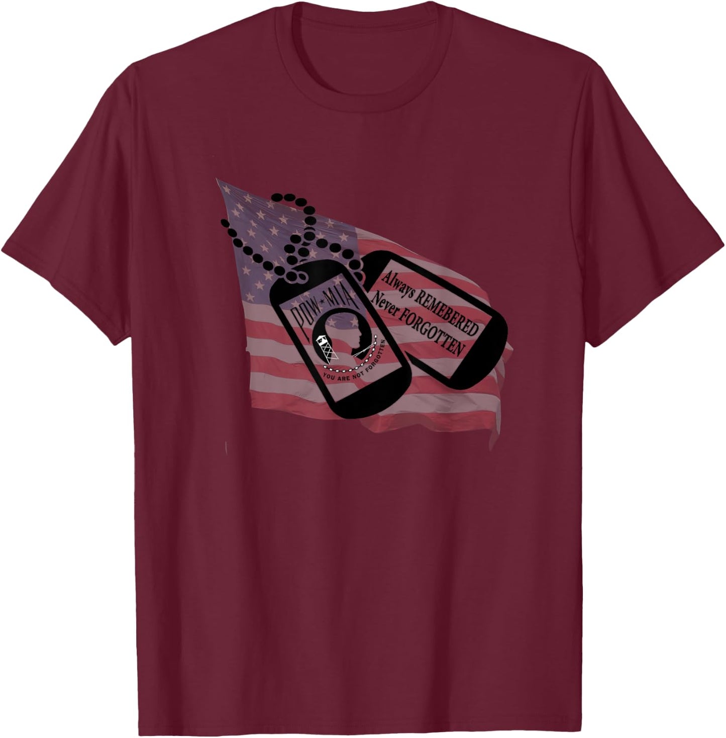 Pow Mia T-Shirt - T-Shirt | Maroon