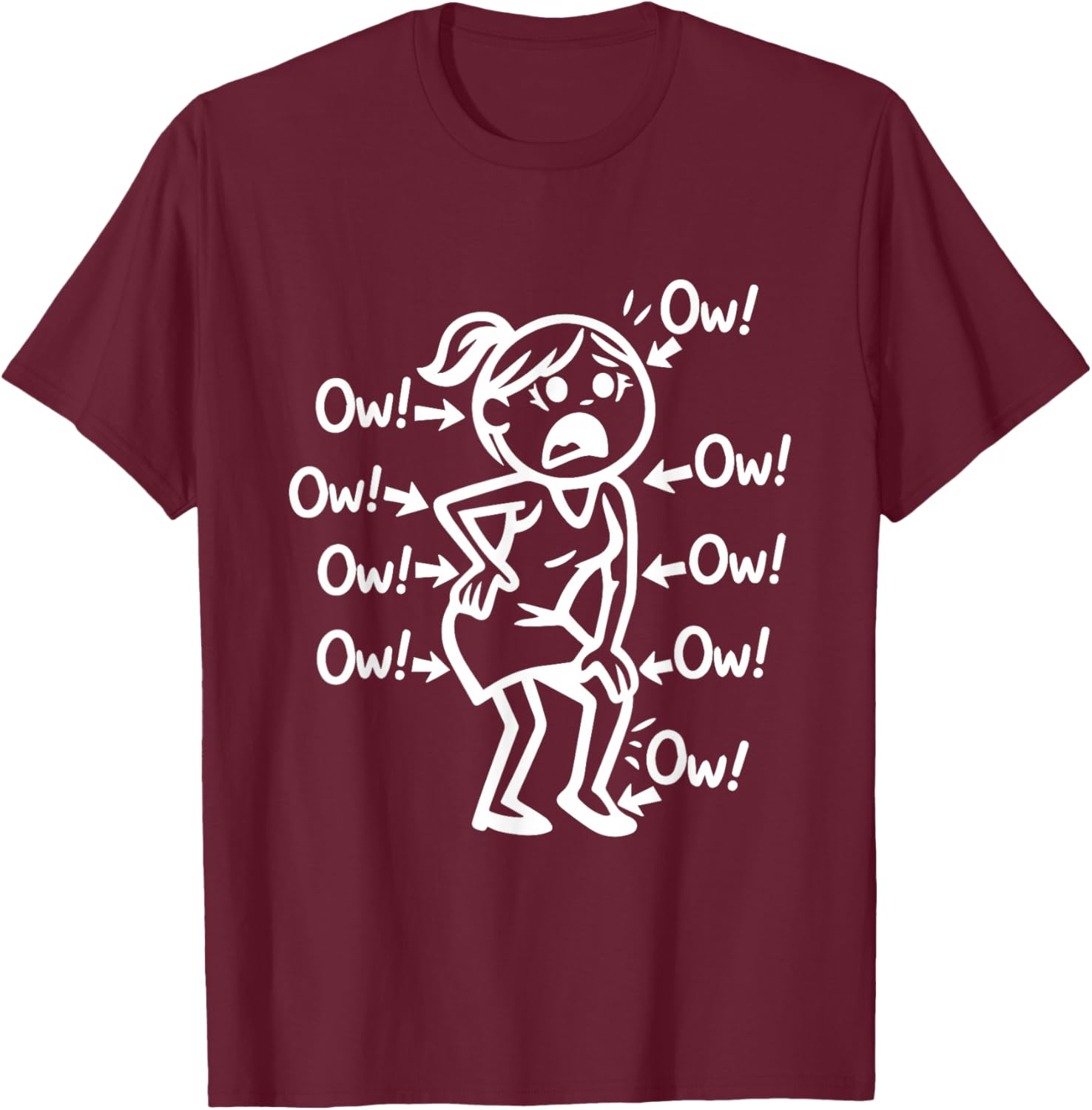 Humorous Chronic Pain Awareness Women ow ow ow T-Shirt - T-Shirt | Maroon