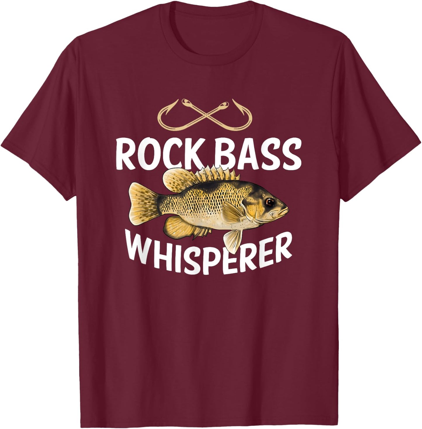 Funny Rock Bass Fishing Freshwater Fish Graphic T-Shirt - T-Shirt | Maroon