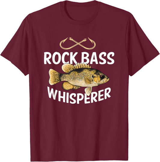 Funny Rock Bass Fishing Freshwater Fish Graphic T-Shirt - T-Shirt | Maroon