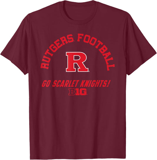 Rutgers Scarlet Knights Big 10 Football Black T-Shirt - T-Shirt | Maroon