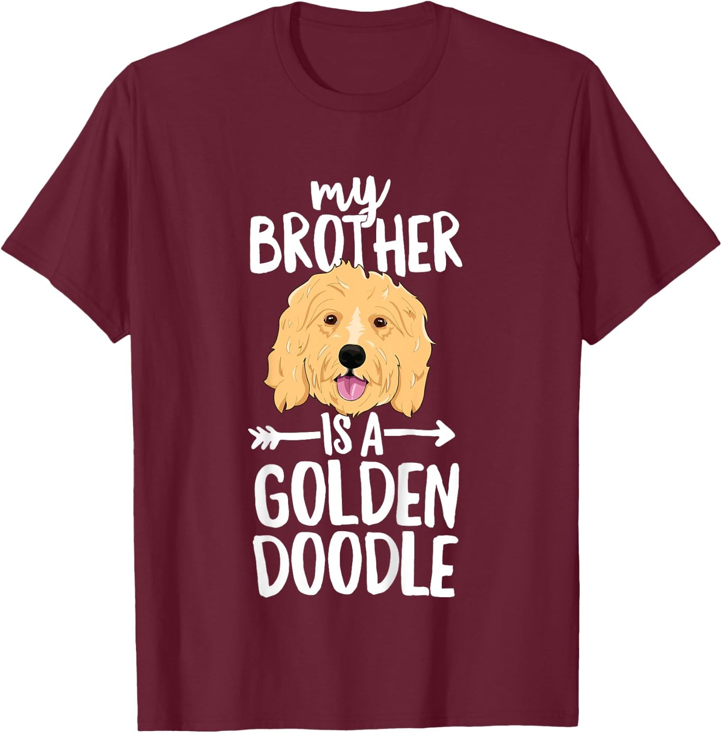 Kids My Brother Is A Goldendoodle Boy Girl Dog Family T-Shirt - T-Shirt | Maroon