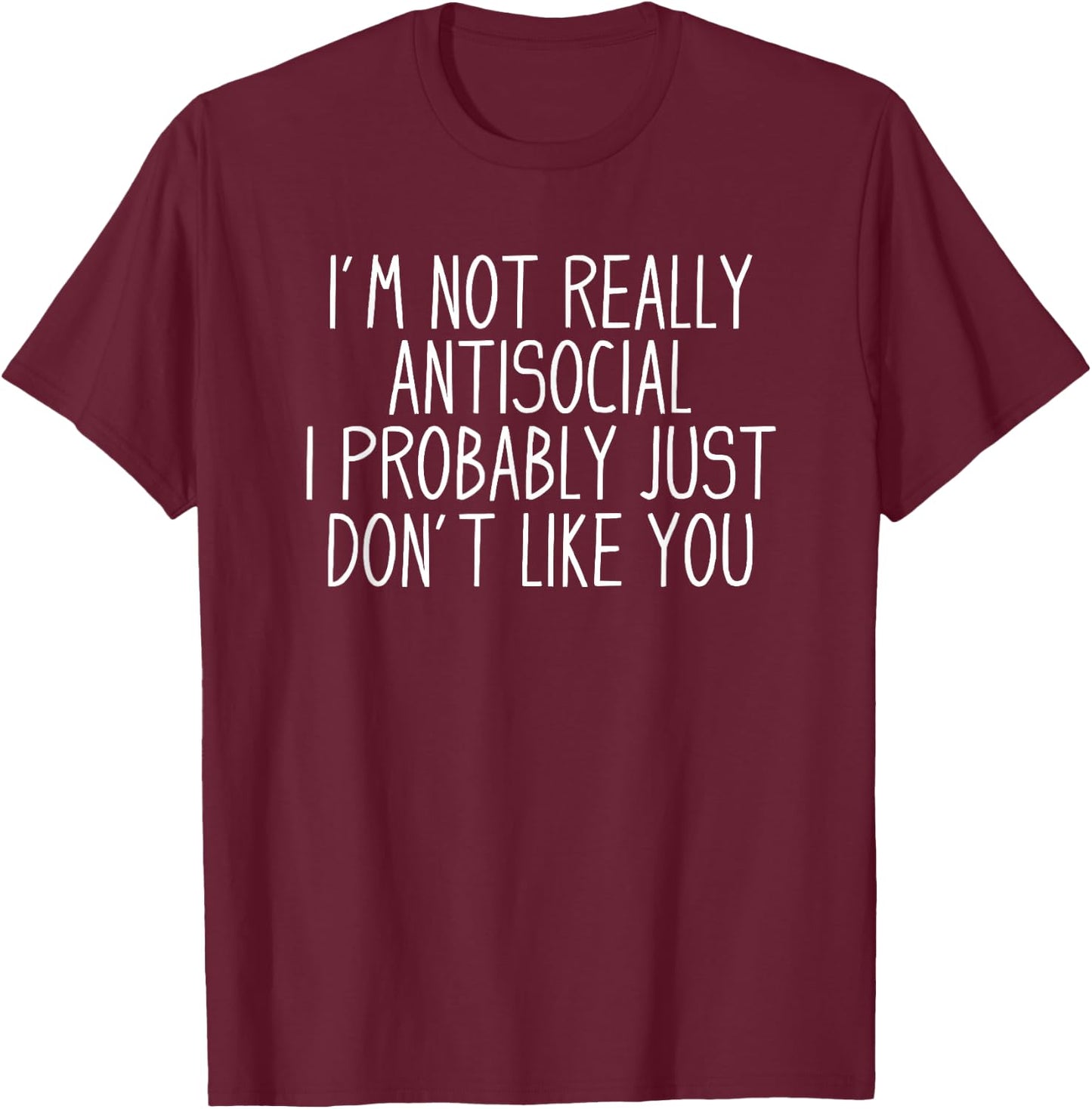 Antisocial Co. Funny Introvert -Adults Black Modern Classic T-Shirt - T-Shirt | Maroon