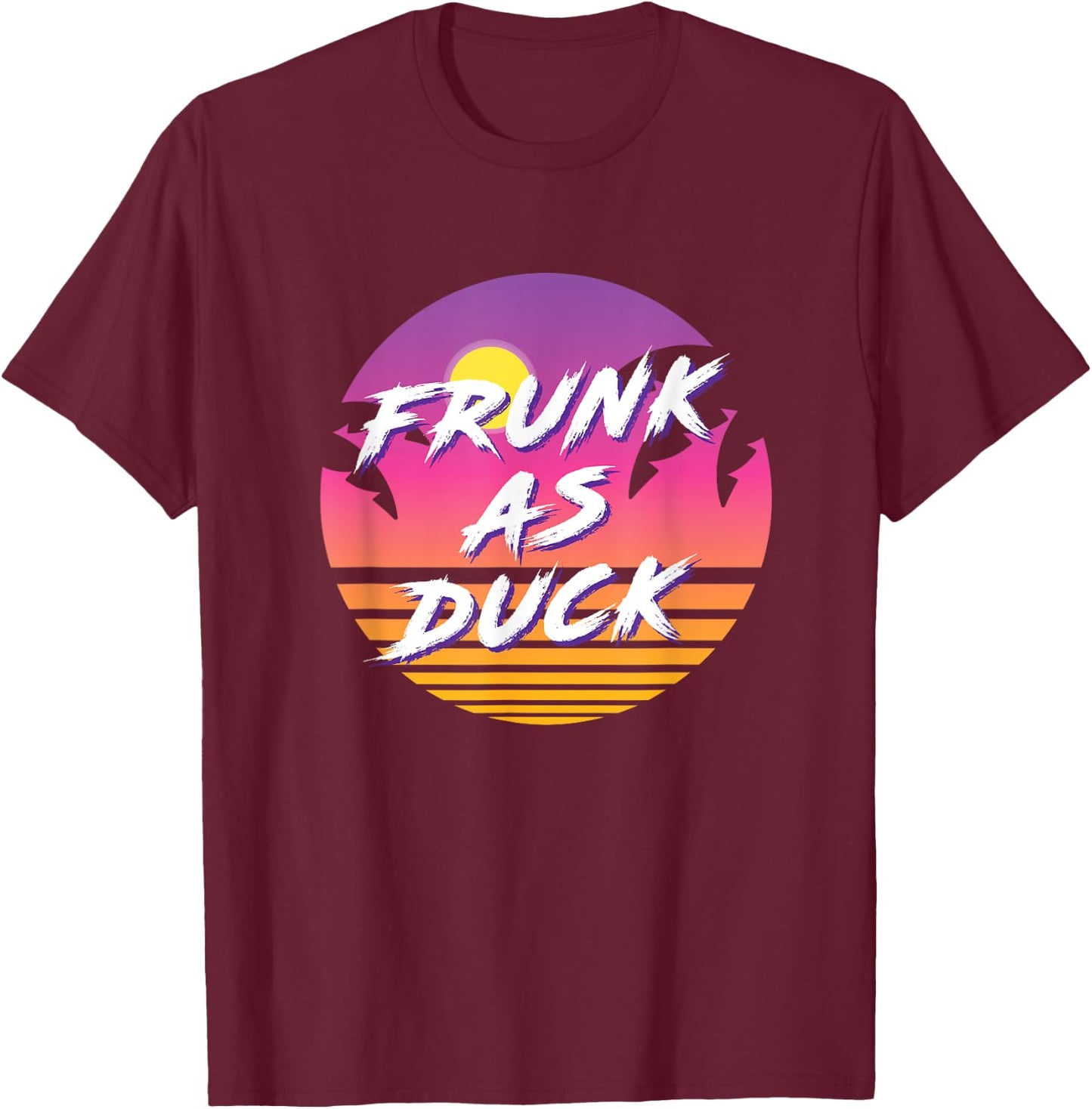 Frunk as Duck, Beer Drinking Drunk Party 1980s Colorful Rad T-Shirt - T-Shirt | Maroon