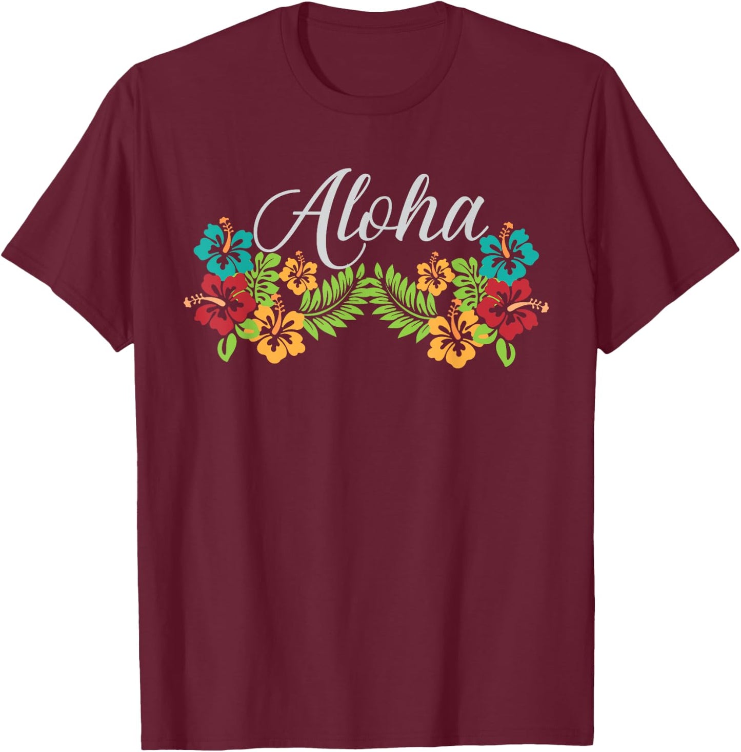 Aloha Hawaii Hibiscus Flower - Aloha Ohana Hawaiian T-Shirt - T-Shirt | Maroon
