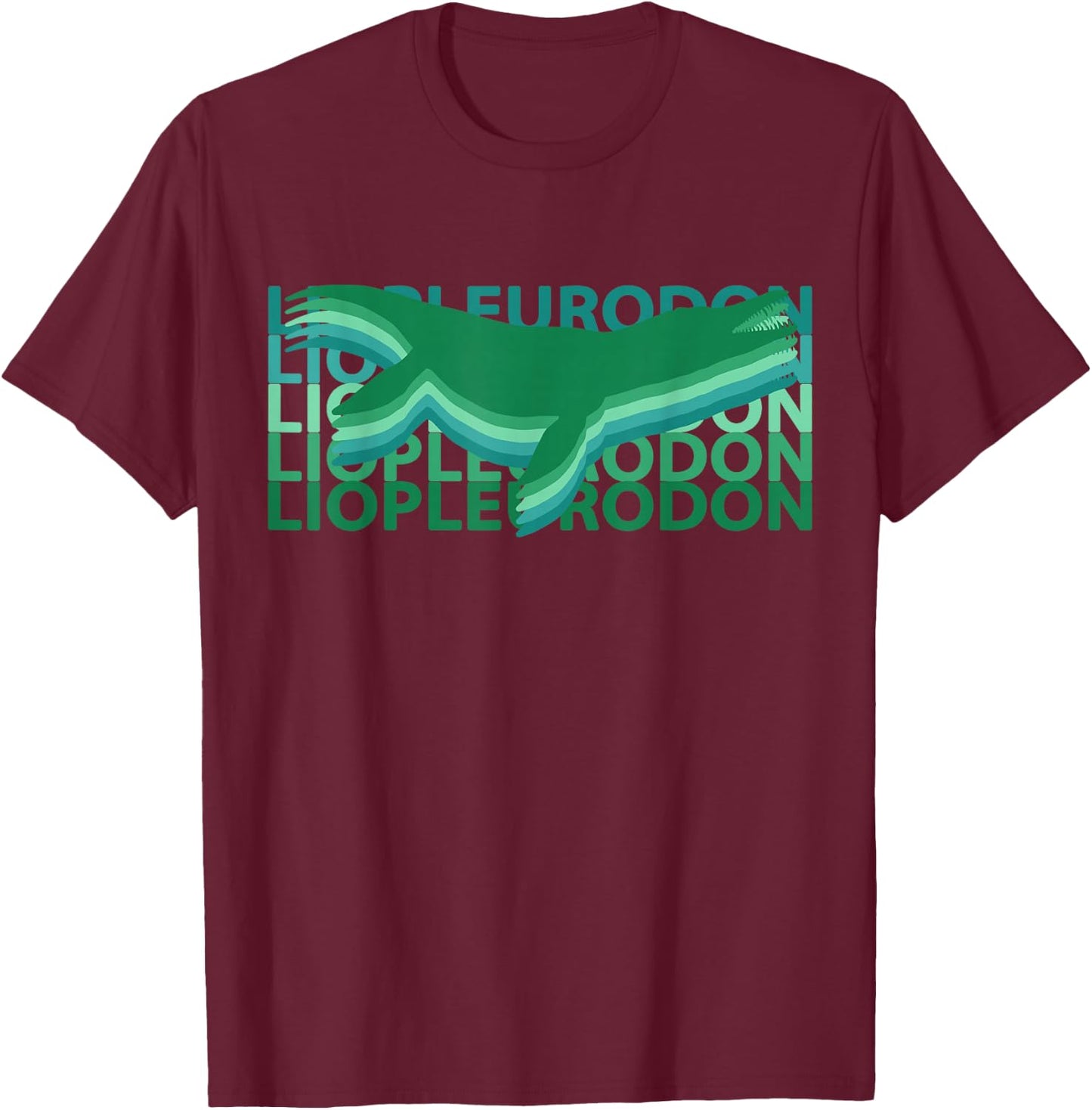 Liopleurodon Dinosaurs Vintage Repeat T-Shirt - T-Shirt | Maroon
