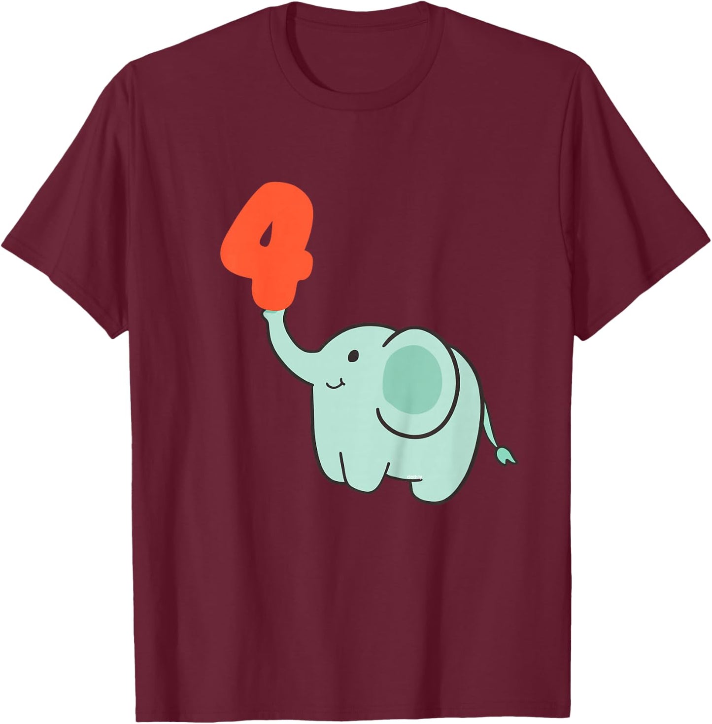 4th Birthday Gift Toddler Elephant 4 Years T-Shirt - T-Shirt | Maroon