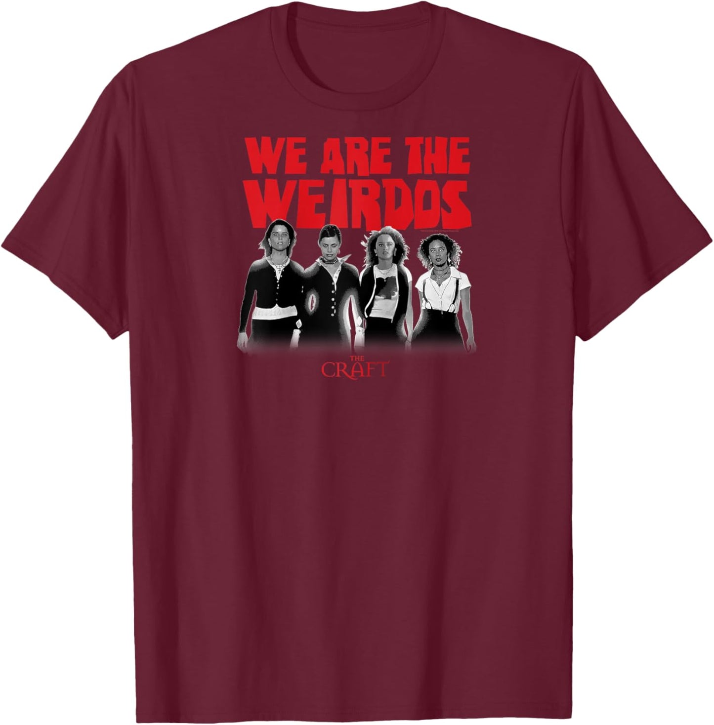 The Craft We are The Weirdos Black and White Cast 90's Movie Raglan Baseball T-Shirt - T-Shirt | Maroon