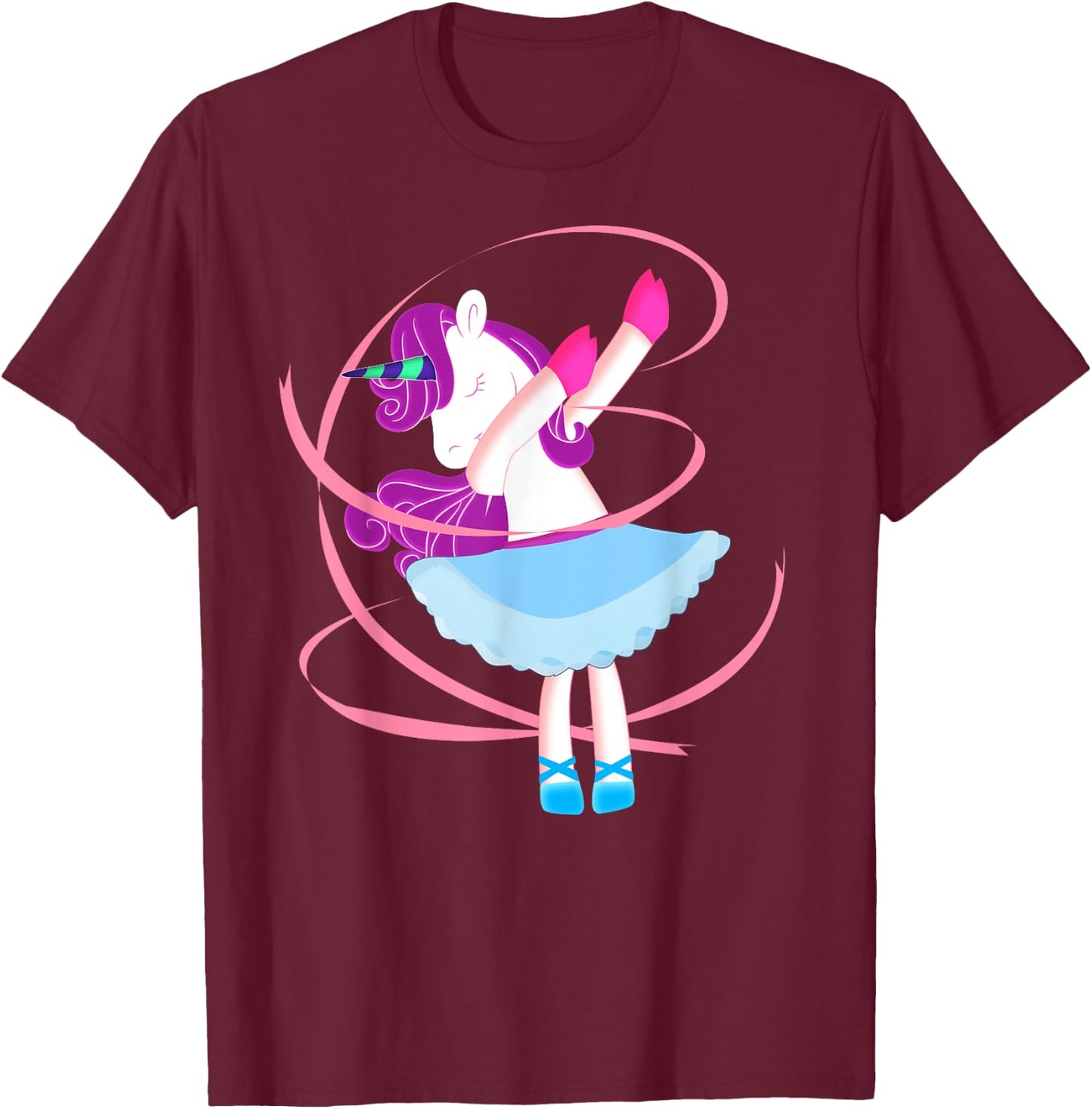 Dabbing Unicorn Shirt - Funny Unicorn Ballerina Dab T-Shirt - T-Shirt | Maroon