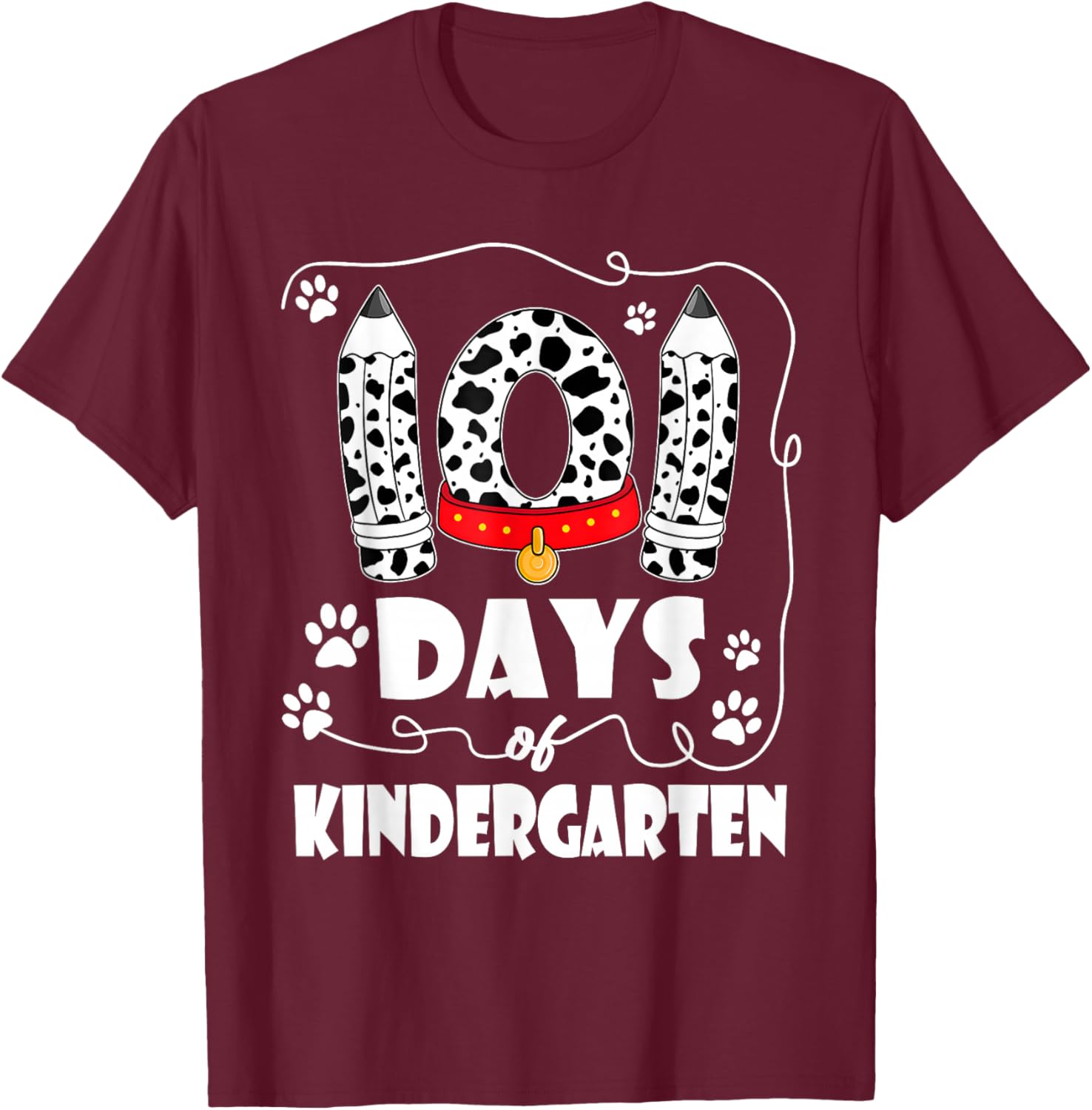 101 Days Kindergarten School 100 Days Dog 100th Day Students T-Shirt - T-Shirt | Maroon