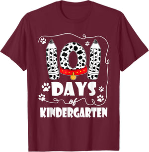 101 Days Kindergarten School 100 Days Dog 100th Day Students T-Shirt - T-Shirt | Maroon