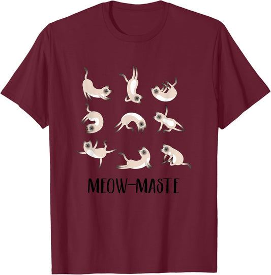 Cat Yoga Shirt -- Funny Cat Lover Yoga Poses T Shirt Men Women Girls Kids T-Shirt - T-Shirt | Maroon