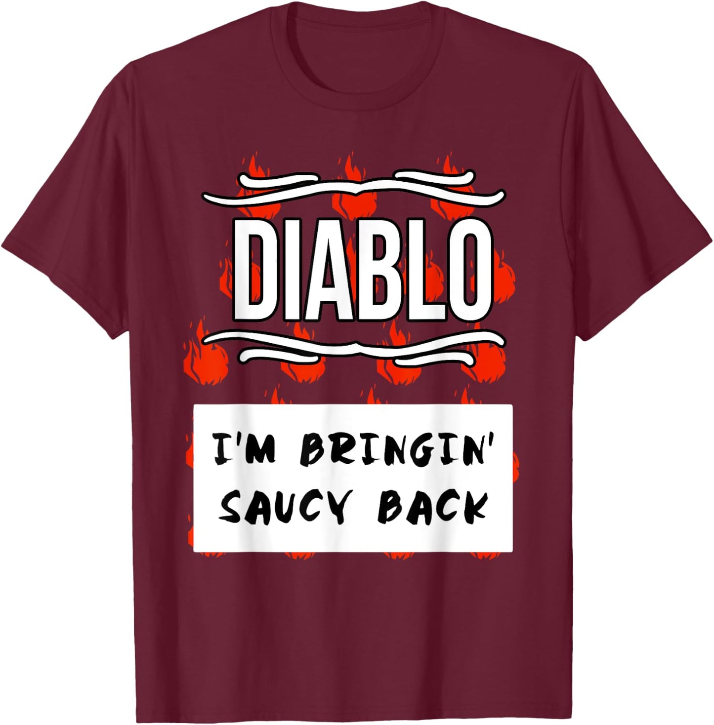 HOT SAUCES Group Halloween Costumes DIABLO SAUCE shirt T-Shirt - T-Shirt | Maroon