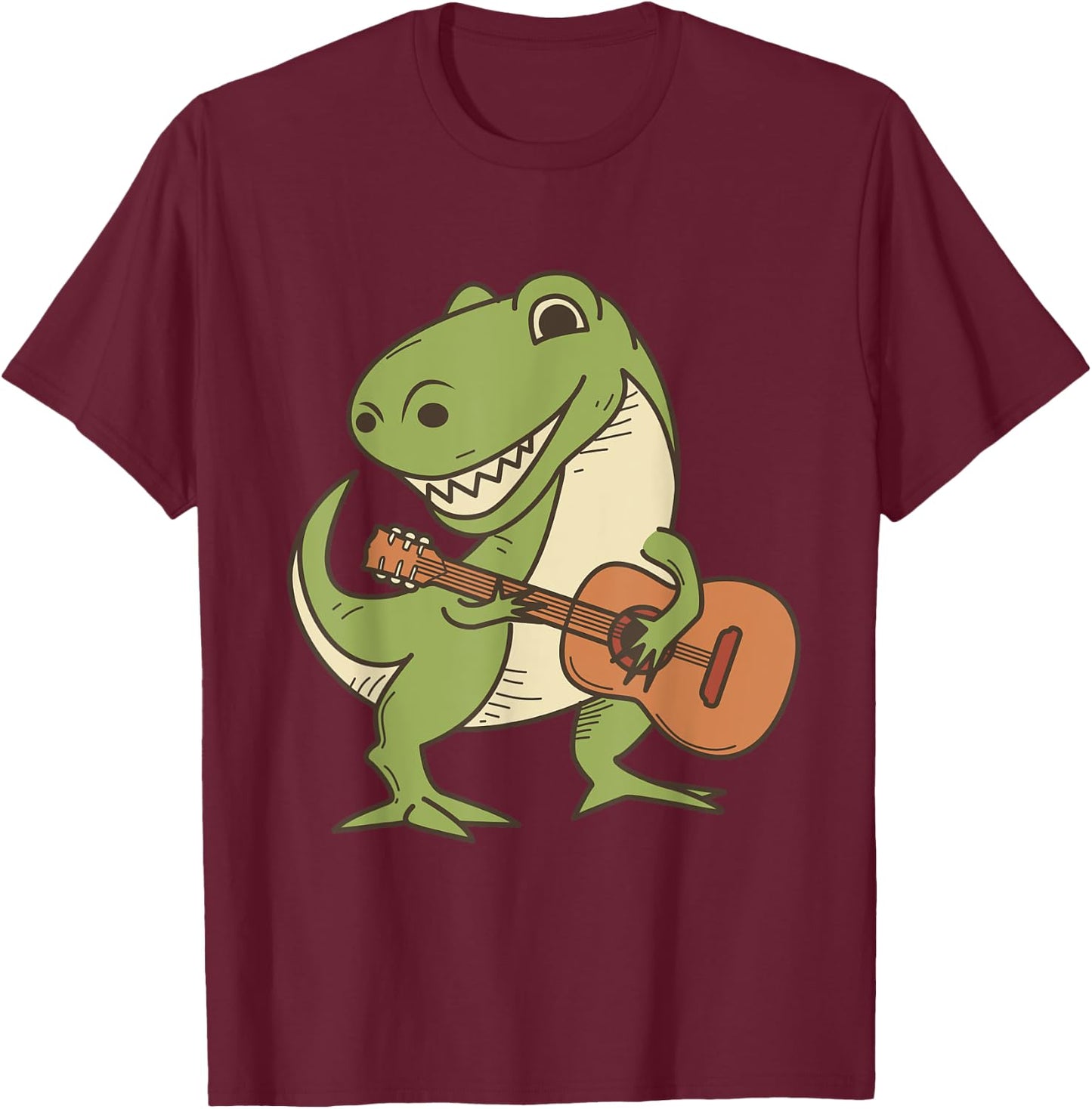 Dinosaur Playing Guitar Shirt | Cool Dino Music Lover Gift T-Shirt - T-Shirt | Maroon