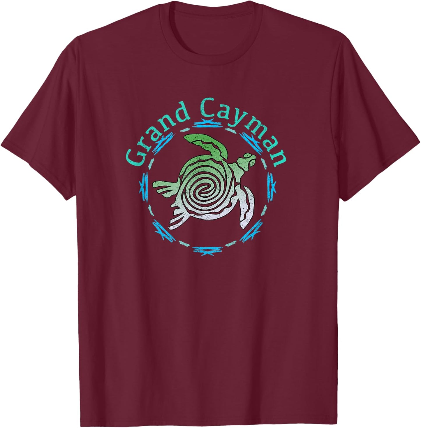 Grand Cayman Vintage Tribal Turtle Gift T-Shirt - T-Shirt | Maroon