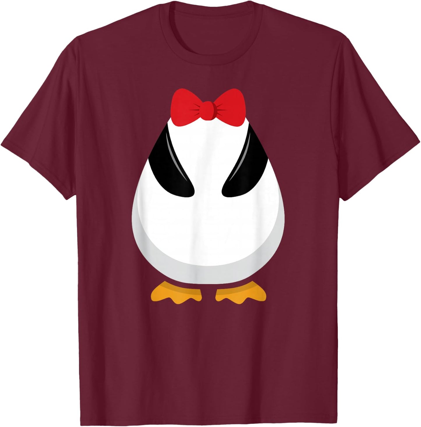 Penguin Costume T Shirt Halloween Outfit Bowtie Cute Animal T-Shirt - T-Shirt | Maroon