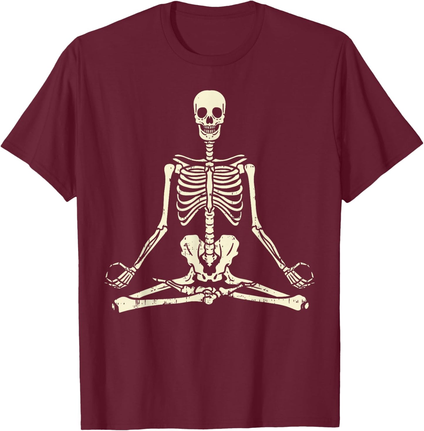 Meditating Skeleton Lotus Yoga Zen Balance Halloween Costume T-Shirt - T-Shirt | Maroon