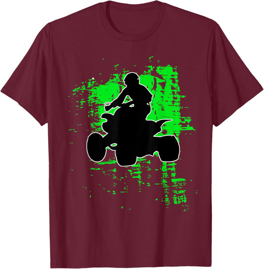 Green Splatter Quad Bike ATV Shirt Four Wheeler Brap T Shirt T-Shirt - T-Shirt | Maroon