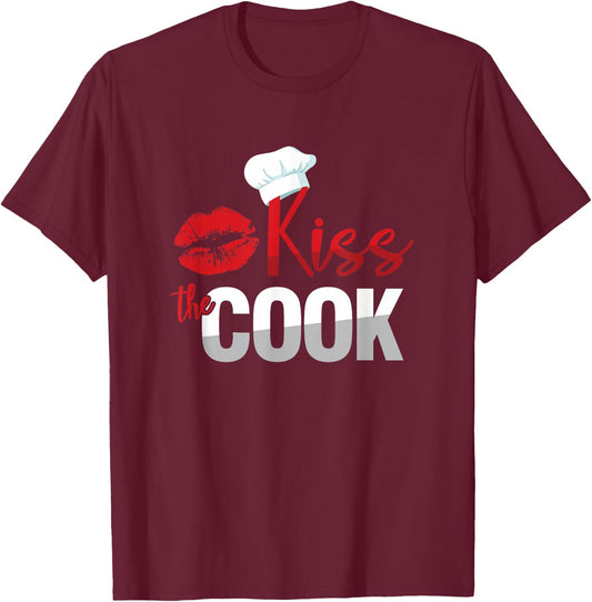 Funny Kiss The Culinary Chef Cook Baker T-Shirt - T-Shirt | Maroon