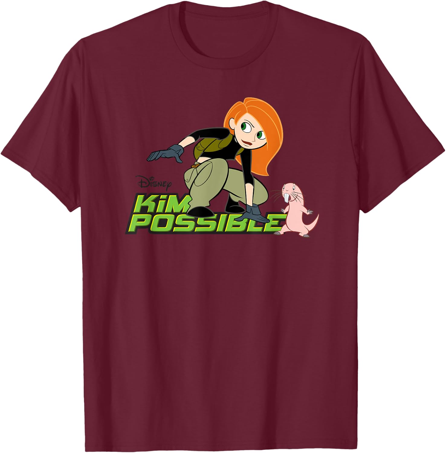 Disney Kim Possible and Rufus Animated Series Logo T-Shirt - T-Shirt | Maroon