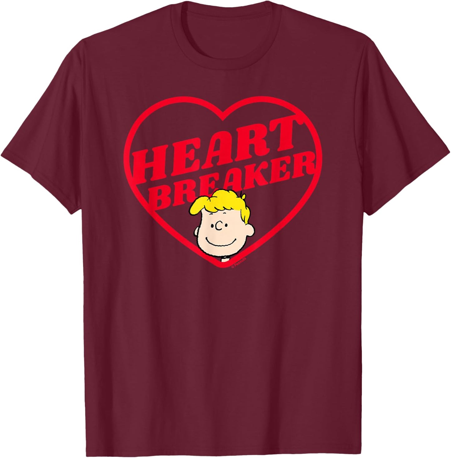 Peanuts Heartbreaker Schroeder T-Shirt - T-Shirt | Maroon