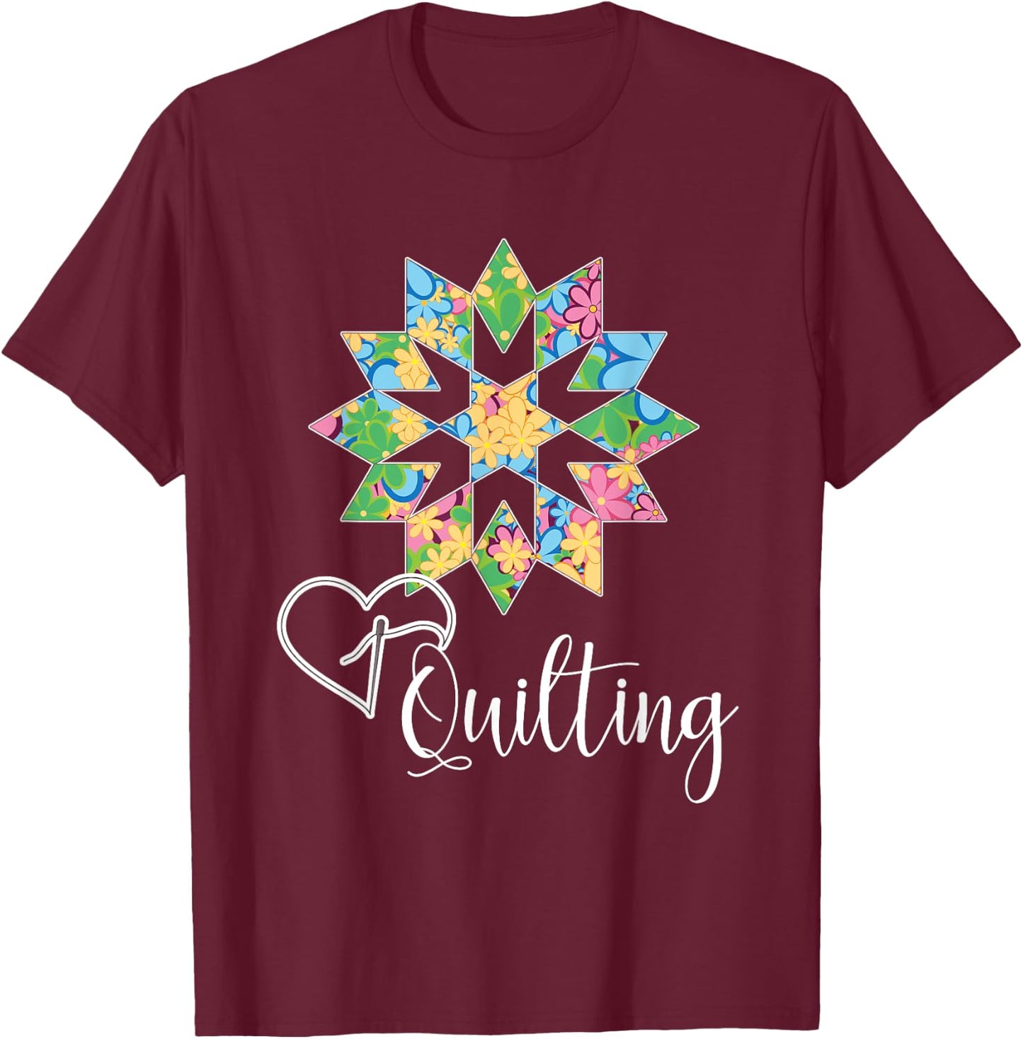 Love Sewing Quilting, Hobby Crafter Gift Shirt, 3Dk T-Shirt - T-Shirt | Maroon