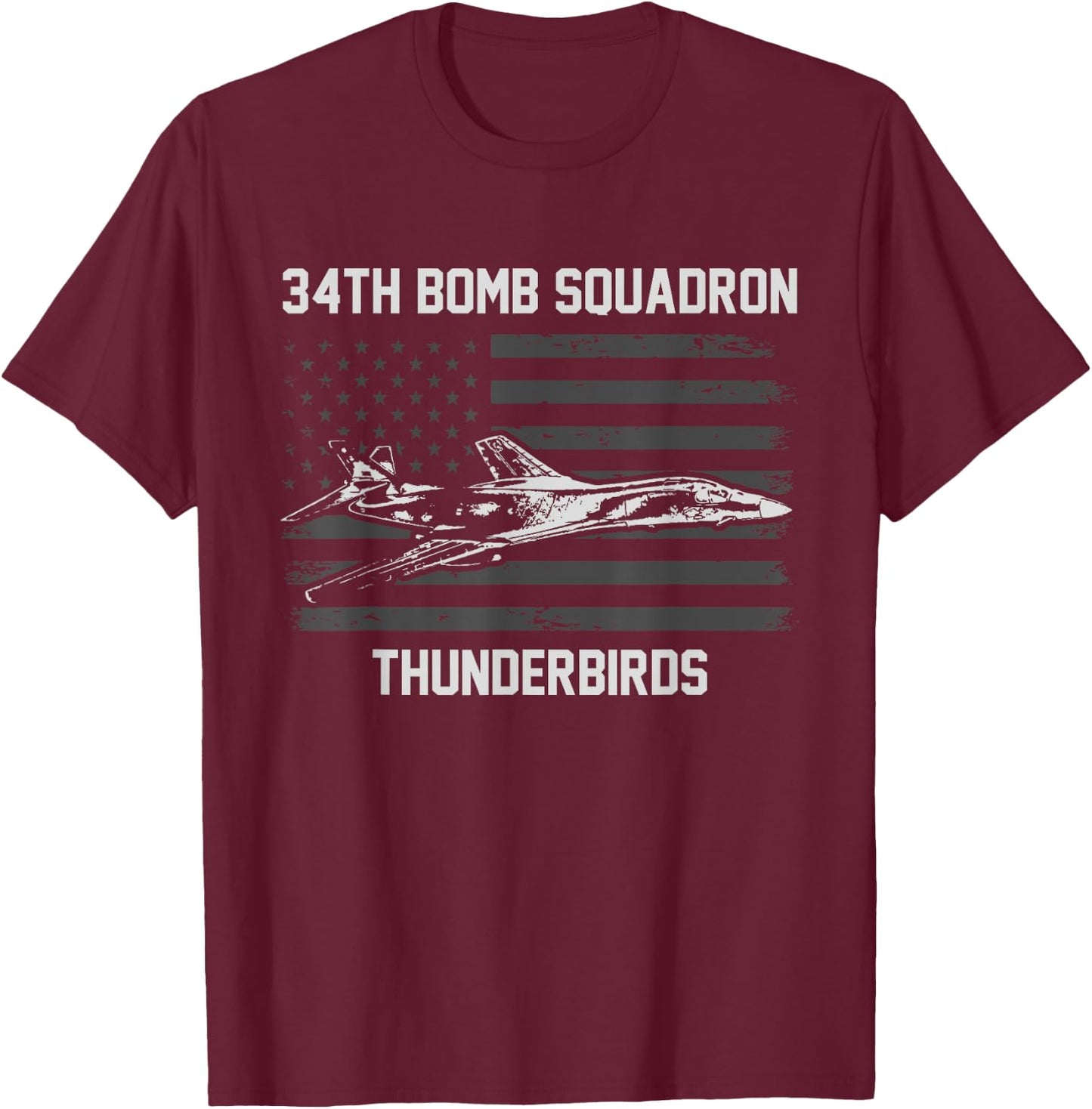 34th Bomb Squadron Thunderbirds T-Shirt - T-Shirt | Maroon