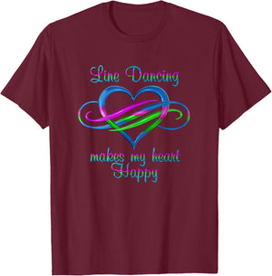 Line Dancing Makes My Heart Happy Small T-Shirt - T-Shirt | Maroon