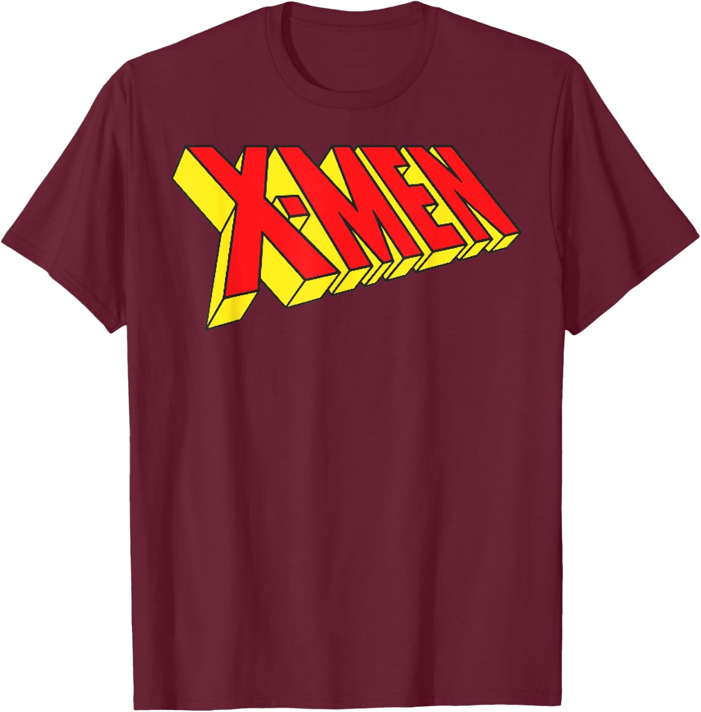 Marvel X-Men Original Red and Yellow Slanted Logo T-Shirt - T-Shirt | Maroon