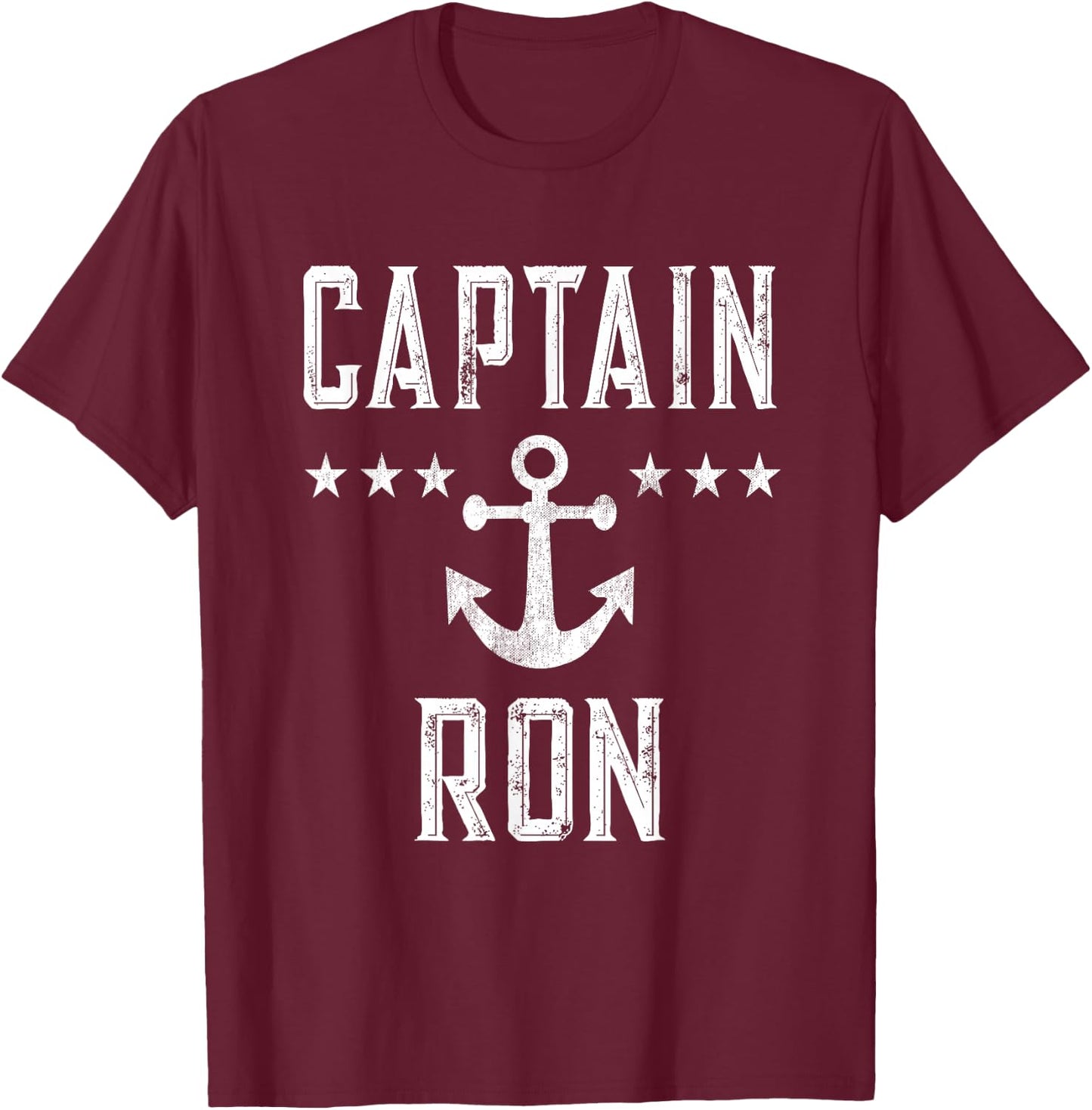 Vintage Captain Ron Family Cruise or Lake Boating T-Shirt - T-Shirt | Maroon