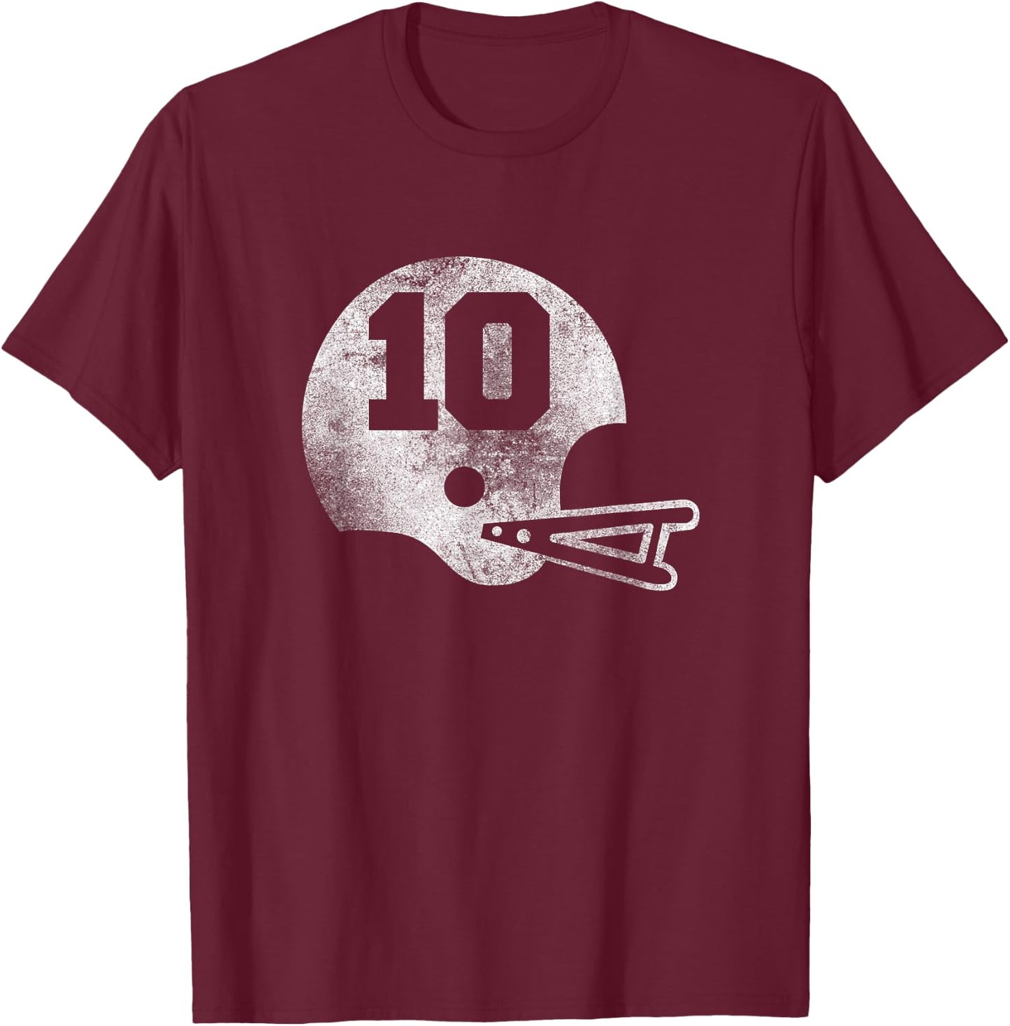 Vintage Football Jersey Number 10 Player Number T-Shirt - T-Shirt | Maroon