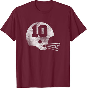 Vintage Football Jersey Number 10 Player Number T-Shirt - T-Shirt | Maroon