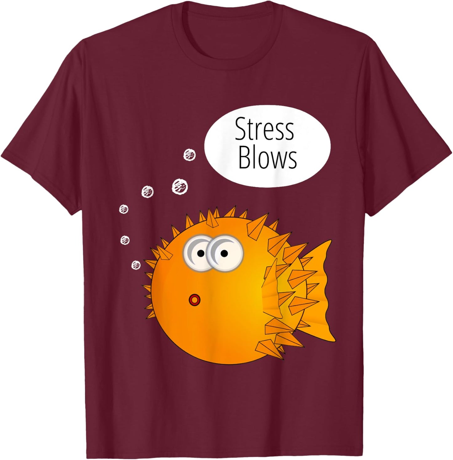 Cool Stress Blows Blow Fish Beach Top Gifts Men Women Kids T-Shirt - T-Shirt | Maroon