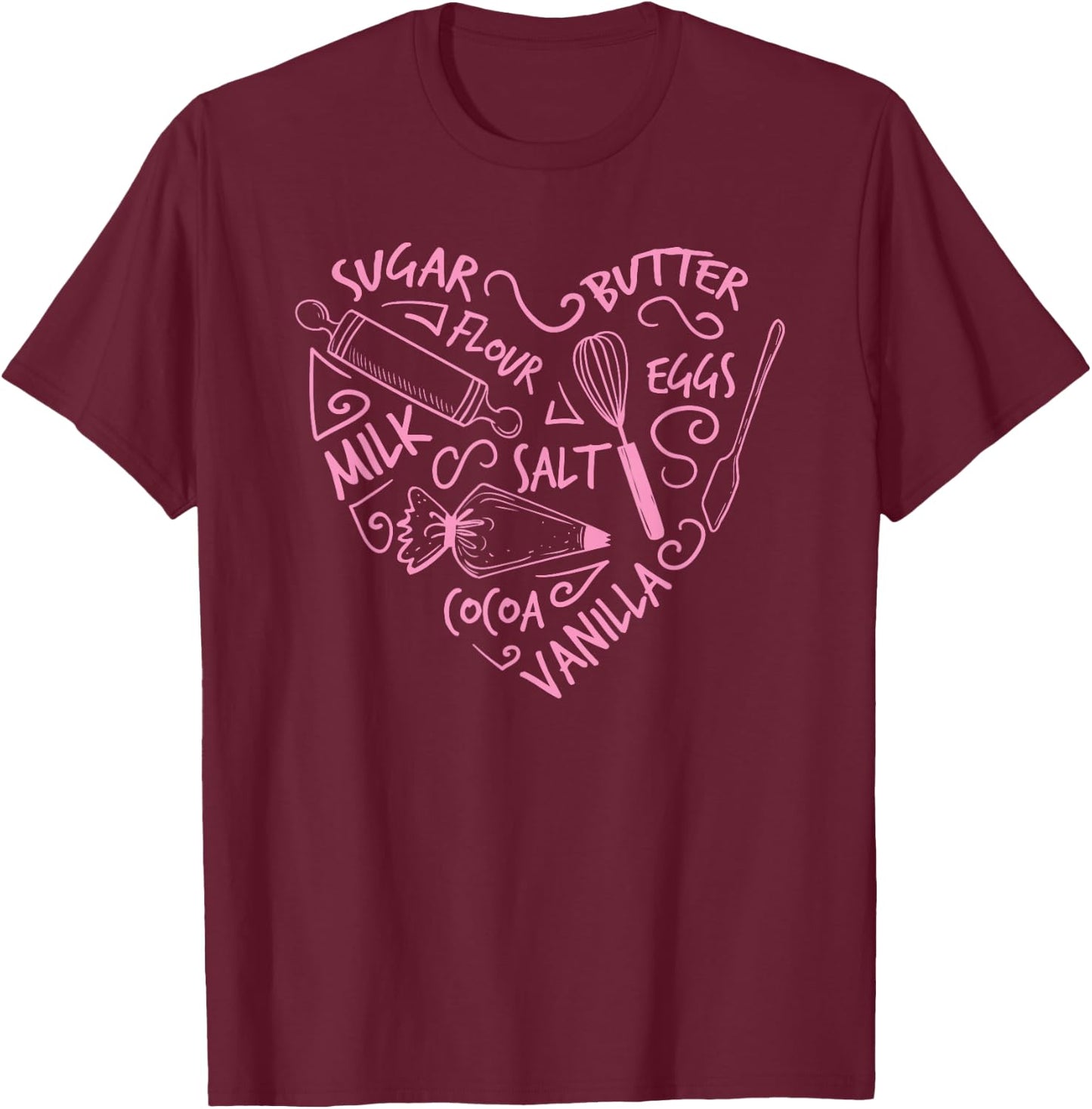 Cute Baking Gift Love Baking Cake Pastry Chef T-Shirt - T-Shirt | Maroon