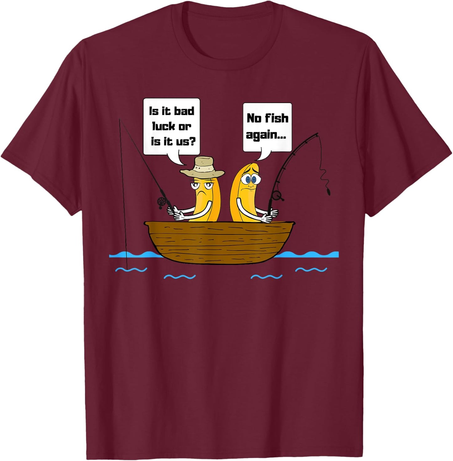 No Bananas on the Boat Fishing T-Shirt - T-Shirt | Maroon