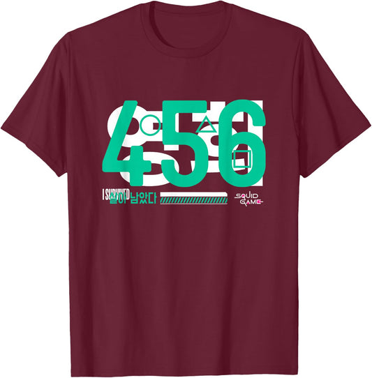 Squid Game 2 Player 456 I Survived Logo T-Shirt - T-Shirt | Maroon