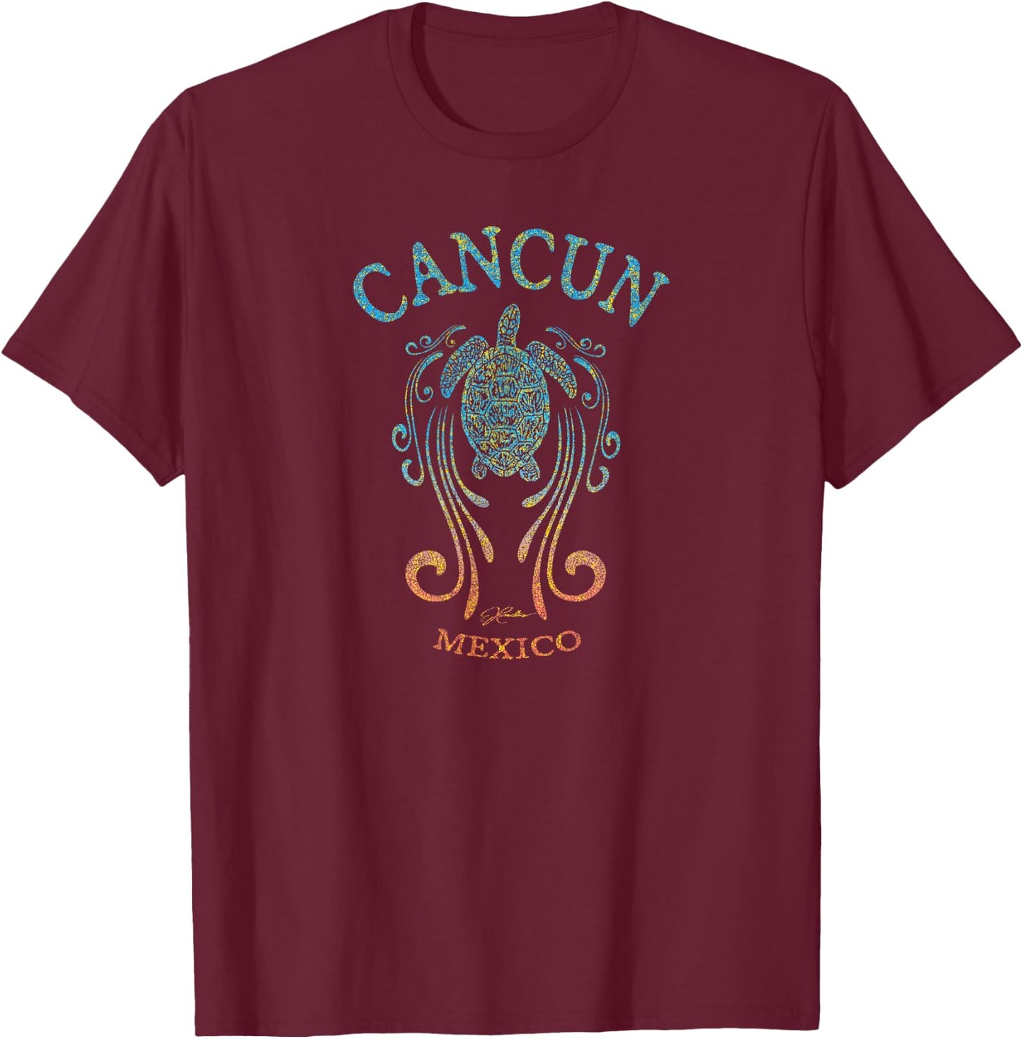 JCombs: Cancun, Mexico, Sea Turtle in the Slipstream T-Shirt - T-Shirt | Maroon