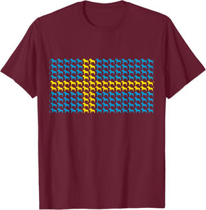 Swedish Flag Dala Horse Design Yellow and Blue T-Shirt - T-Shirt | Maroon